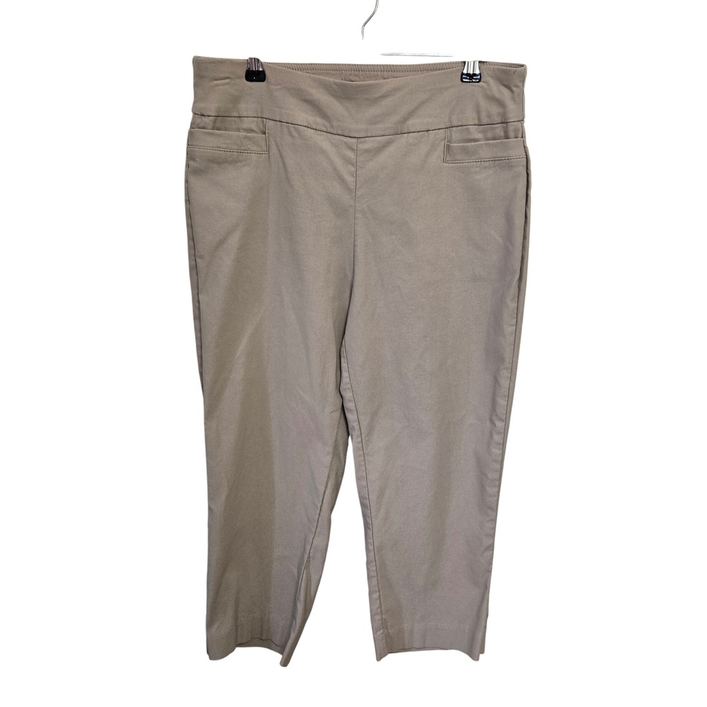 Kim Rogers Tummy‎ Control Capri Pants Womens 8 Average Tan Khaki Cotton Pull On